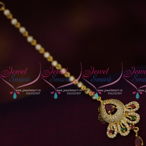 T6764 Maang Tikka Ruby Emerald Latest Traditional Weddding Jewellery Online