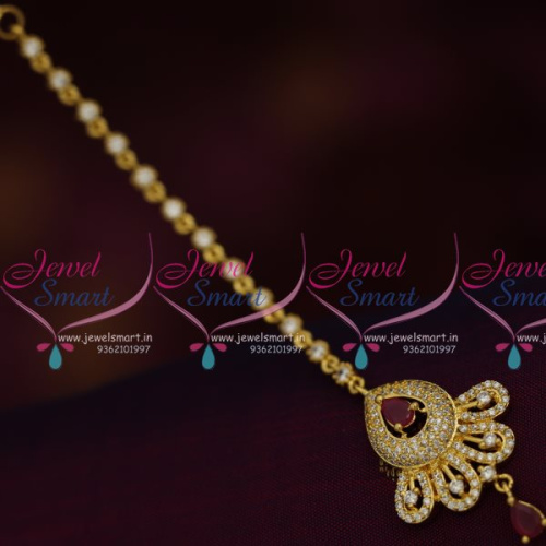 T6763 Maang Tika Ruby Nethichutti Traditional Weddding Jewellery Online