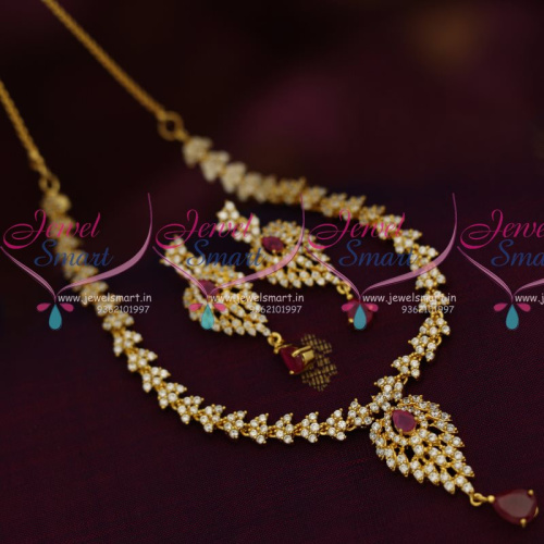NL8080 Ruby White CZ Thin Necklace Gold Plated Imitation Jewellery Collections