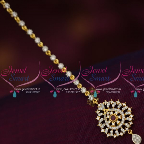 T5713 CZ Ruby Traditional Forehead Jewellery MangTikka Nethichutti Buy Online