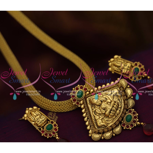 NL7897 Antique Gold Plated Nagas Temple Jewellery Flat Chain Pendant Online