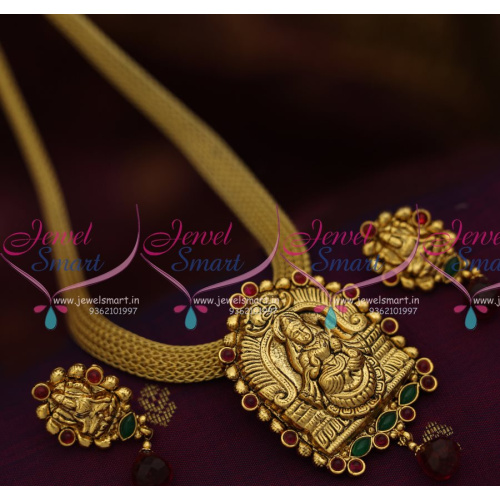 NL7899 Antique Gold Plated Nagas Temple Jewellery Flat Chain Pendant Online