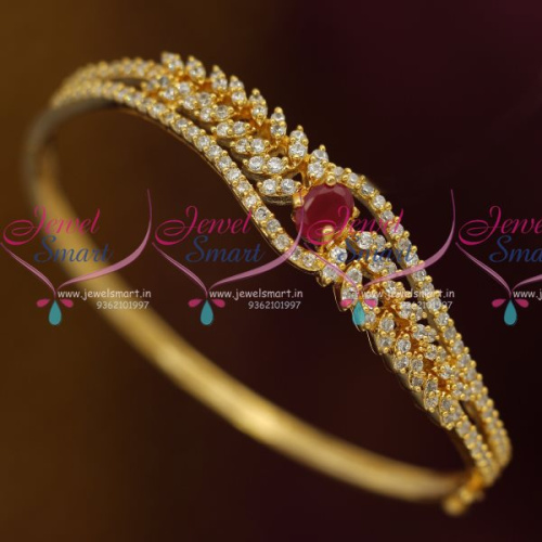 B8065 Ruby White Gold Design Clip Open Bracelets Kada Fashion Jewellery Latest