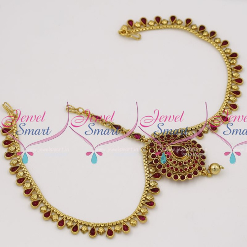 HA7926 Kemp Antique Gold Plated Damini MathaPatti Hair Bridal Fashion Jewellery Traditional
