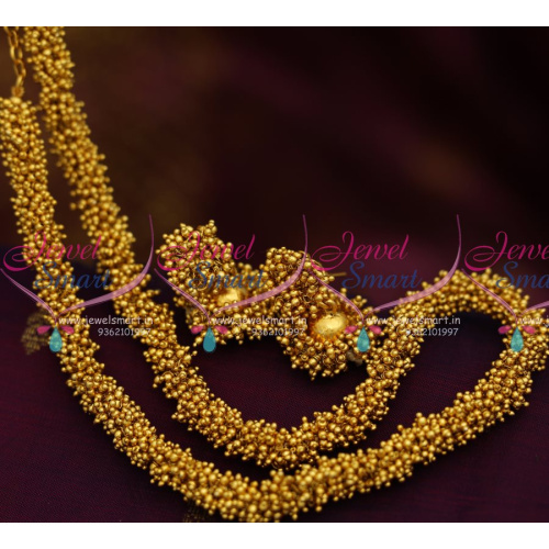 NL8195 Latest Fancy Gold Beads Chain Necklace Matching Jhumka Fashion Jewellery