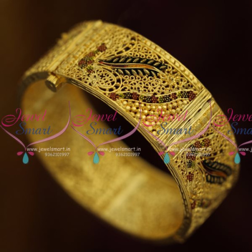 B0634 Broad Screw Open One Gram Gold Bangles Collections Trendy Stylish Designs
