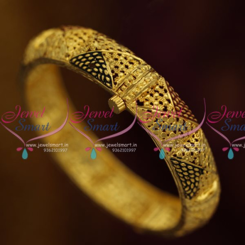 B2413 Gold Plated Delicate Intricate Meena Handmade Screw Open Kada Bangles