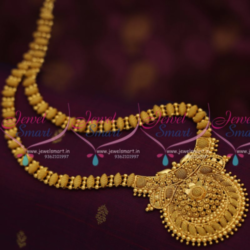 NL7960 Latest Beads Emboss Design Simple Gold Plated Haram Long Necklace Collections Online