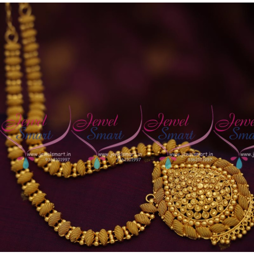 NL7961 Latest Beads Emboss Design Simple Gold Plated Haram Long Necklace Collections Online