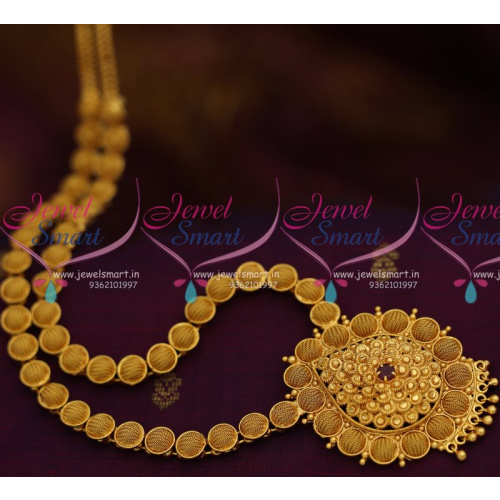 NL7983 South Indian Emboss Design Imitation Gold Plated Haram Long Jewellery Online