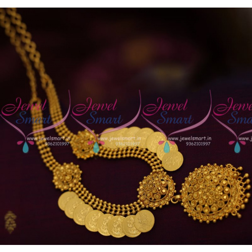 NL8129 Gold Design Kasu Mala Coin Short Necklace Kasulaperu Traditional Jewellery