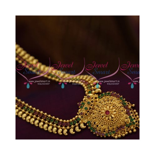 NL8143 Medium Size Necklace Ruby Emerald Mango Design Traditional Jewellery 