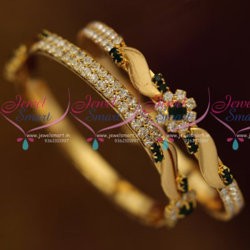 B8002 Small Size Girls Kids Baby Gold Plated Green White Stone Bangles Online