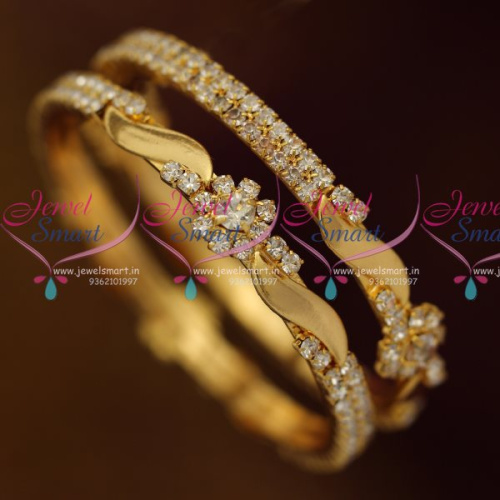 B8008 Small Size Girls Kids Baby Gold Plated White Stone Bangles Online