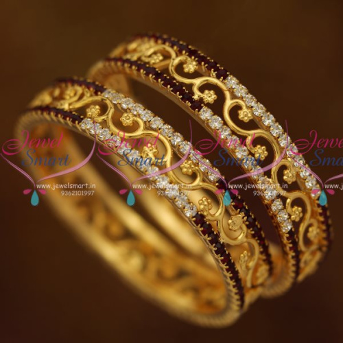B8009 Small Size Girls Kids Baby Gold Plated Maroon White Stone Bangles Online