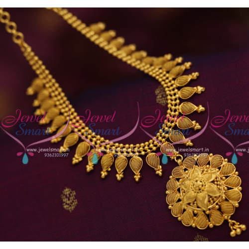 NL7962 South Indian Low Price Emboss Design Attigai Necklace Gold Plated Jewellery