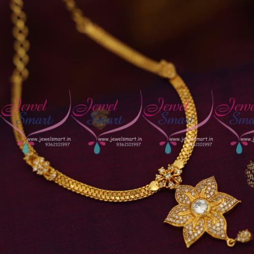NL8025 Flat Chain American Diamond Star Pendant South Indian Imitation Designs
