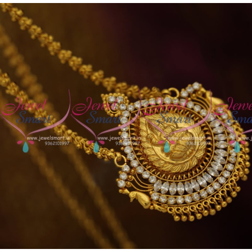 CS8131 Gold Plated Traditional South Indian Chain Pendant AD Temple Jewellery Online