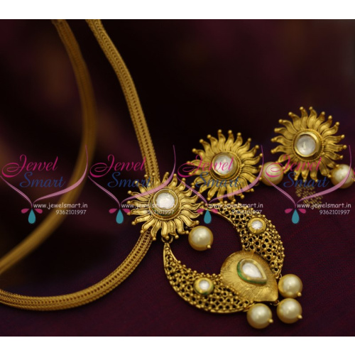 PS8370 Antique Kundan Handmade Chain Pendant Earrings Latest Imitation Designs
