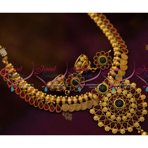 NL8363 Fancy Double Design Kemp Necklace Reddish Yellow Gold Plated Jewellery