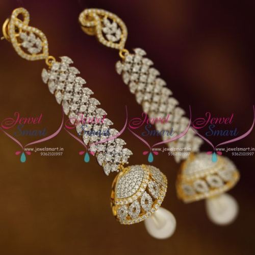 J8411 Latest Two Tone Gold Silver Long Design Jhumka Earrings Buy Online New Collections