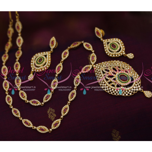 NL8353 CZ Long Ruby Haram Necklace Quality Fashion Imitation Jewellery Online
