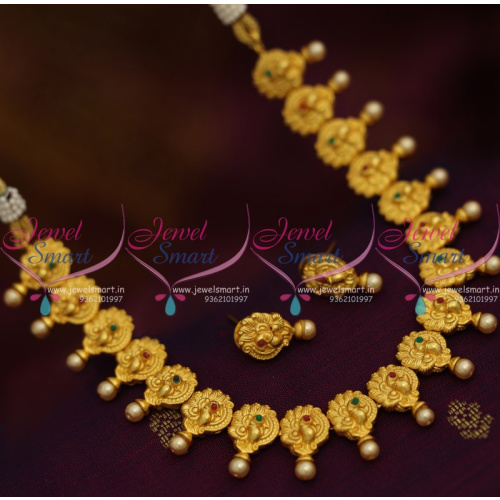 NL8364 One Gram Gold Plated Nakshi Delicate Short Necklace Rich Look Collections