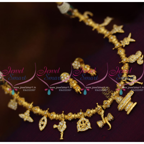 NL8277 Lord Shiva Lingam Devotional Beaded Short Necklace Temple Jewellery White Stones