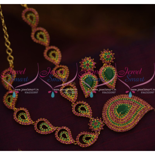 NL8526 Mango Gold Design Ruby Emerald Semi Precious Traditional Jewellery Online