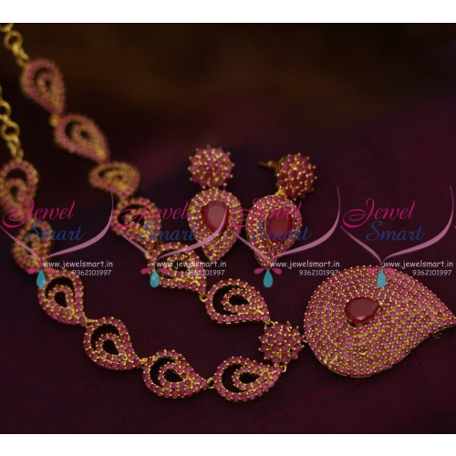 NL8525 Mango Gold Design Ruby Semi Precious Traditional Jewellery Online
