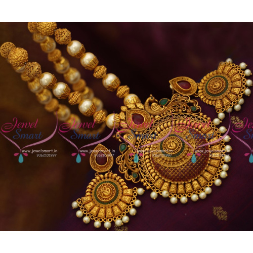 NL8269 Nakshi Ball Beaded Pearl Reddish Mat Gold Handmade Design Imitation