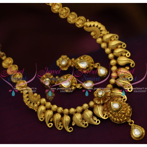 NL8263 Antique Mat Gold Plated Beautiful Real Look Mango Short Necklace Online