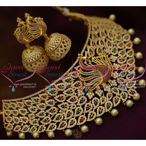 NL8291 Ruby Emerald Choker Necklace Bollywood Style Fashion Imitation Jewellery