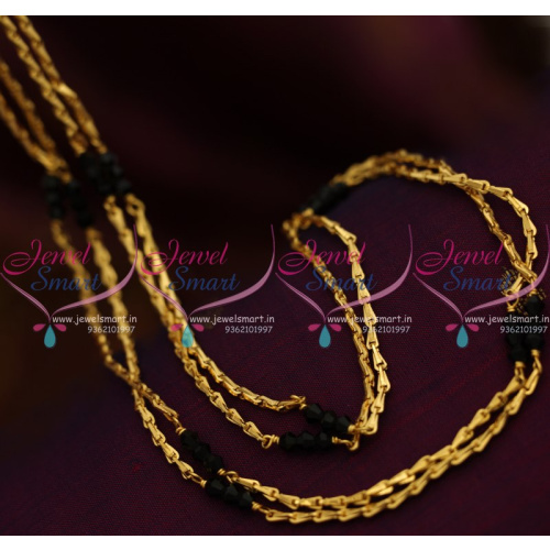 C8442 Crystal Beads Rettai Vadam Double Strand Gold Plated 24 Inches Daily Wear Chain