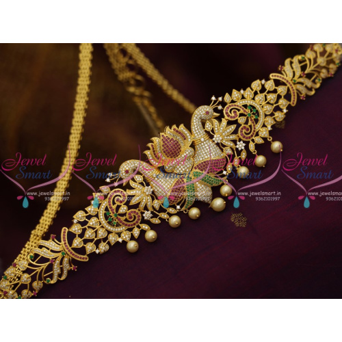 H8562 Multi Colour Peacock Jewellery 41 Inches Oddiyanam Vaddanam Kamarpata Hip Chain Online