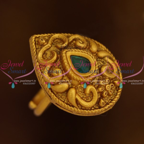 F8686 Floral Nakshi Matte Antique Gold Finish Adjustable Finger Rings Online