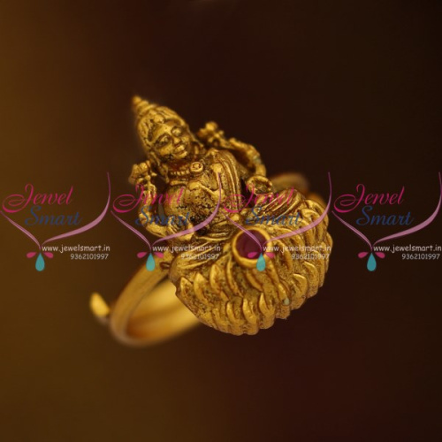 F8691 Temple Jewellery Nakshi Matte Reddish Gold Finish Adjustable Finger Rings Online
