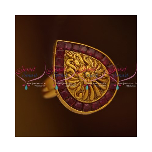 F8693 Floral Nakshi Matte Jewellery Antique Reddish Finish Adjustable Finger Rings Online