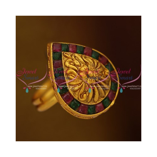 F8694 Floral Nakshi Matte Jewellery Antique Reddish Finish Adjustable Finger Rings Online