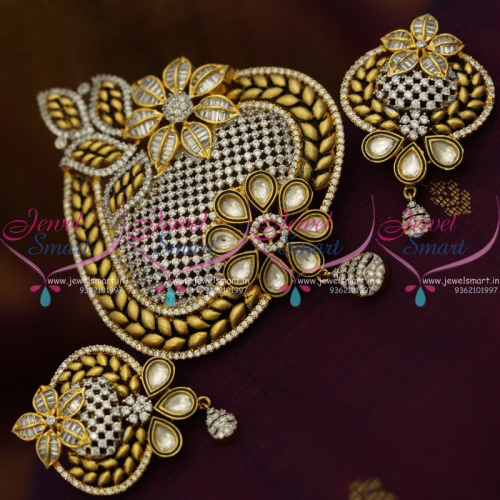 PS8809 Latest Fusion Designer Jewellery Kundan Big Pendant Set Antique Gold Imitation Collections