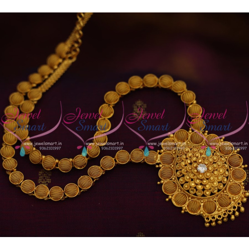 NL8558 Fancy Beads Emboss Design Chain Necklace Gold Plated Traditional Imitation