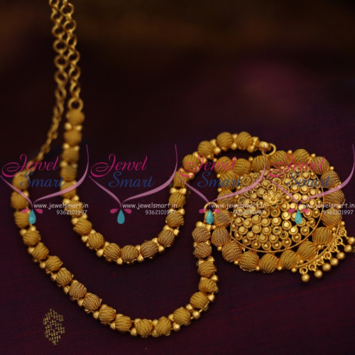 NL8559 Fancy Beads Emboss Design Medium Size Necklace Gold Plated Traditional Imitation