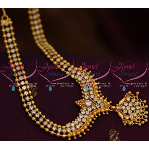 NL6055 Beads Gold Design Delicate Necklace AD White Stones Trendy Jewellery Online