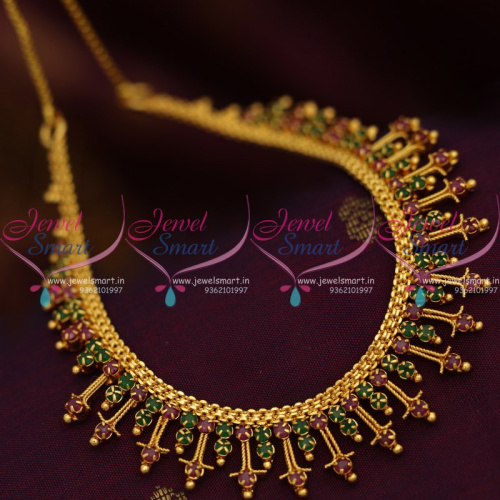 NL8659 Ruby Emerald Fancy Handmade Gold Design Imitation Jewellery Necklace Set Buy Online