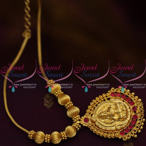 NL8567 Kemp Red Traditional Gold Design Temple Pendant Beads Roll Kodi Short Chain Imitation
