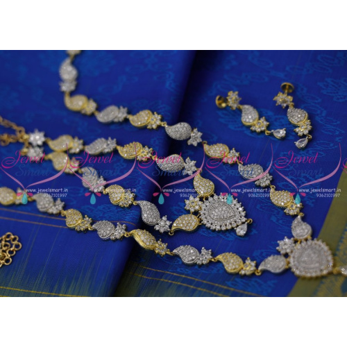 NL3441 Exclusive Mini Wedding Jewellery Set Mango Design Short Long Haram Combo Kit