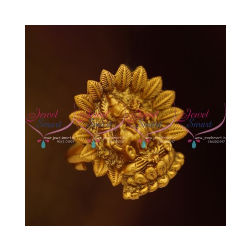 F8669 Temple Jewellery Nakshi Matte Reddish Gold Finish Adjustable Finger Rings Online