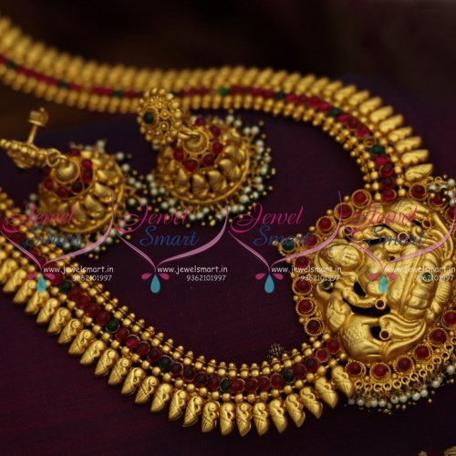 NL8549 One Gram Mat Light Gold Finish Tone Traditional Temple Haram Buy Online JewelSmart.in