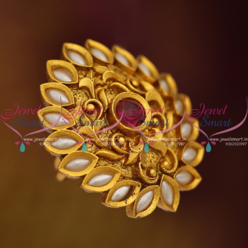 F8623 Antique Mat Reddish Gold Finish Nakshi Work Adjustable Finger Rings Online