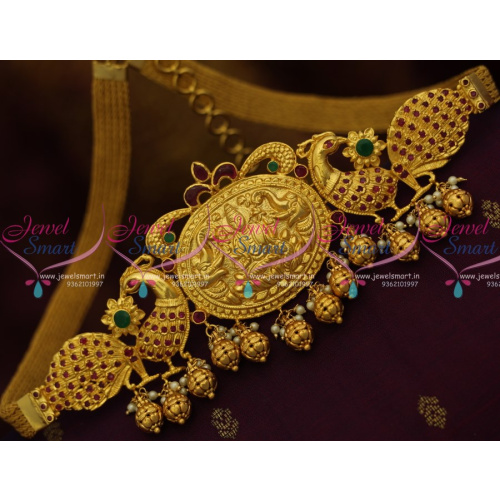 H8698 One Gram Temple Jewellery Hip Chain Flexible Gold Design Oddiyanam Online